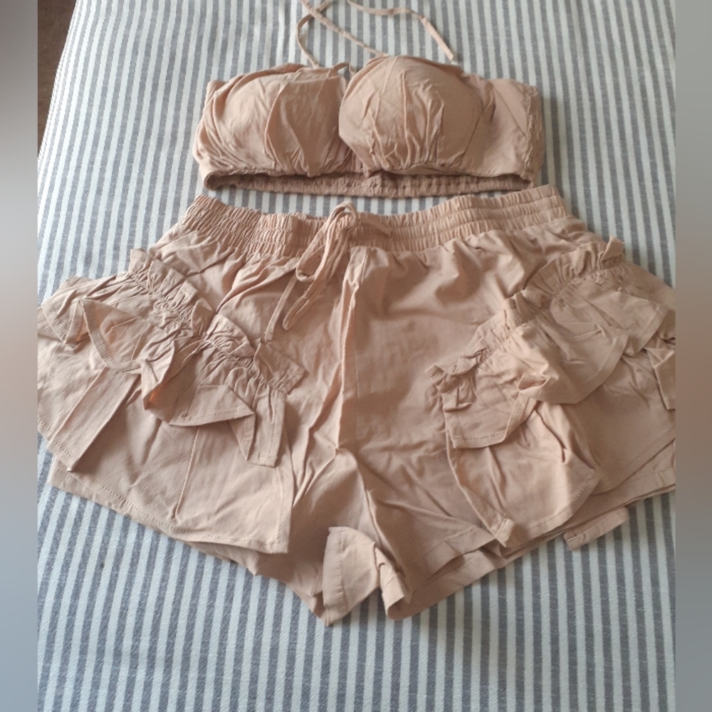 Story On Ruffle Short and Halter top set.
